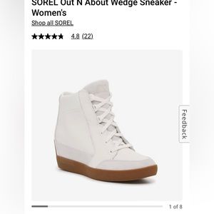 Sorel White Out n About Wedge Sneaker Bootie Shoes leather suede size 9